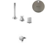 Bruma Leaf3 Bateria wannowo-natryskowa stojąca z wylewką w przelewie Morning Mist 1672002MM