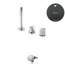 Bruma Leaf3 Bateria wannowo-natryskowa stojąca z wylewką w przelewie Gunmetal 1672002MG