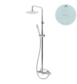 Bruma Leaf3 Bateria wannowo-natryskowa ścienna z deszczownicą Ø 250 mm Pure White 1672300PW