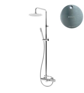 Bruma Leaf3 Bateria wannowo-natryskowa ścienna z deszczownicą Ø 300 mm Satinox 1672304ST