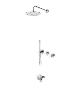 Bruma Leaf3 Bateria wannowo-natryskowa podtynkowy z deszczownicą Ø 250 mm i wylewką w odpływie Chrom 1673644CR