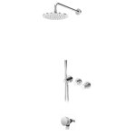 Bruma Leaf3 Bateria wannowo-natryskowa podtynkowy z deszczownicą Ø 250 mm i wylewką w odpływie Chrom 1673644CR