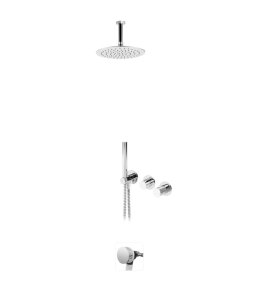 Bruma Leaf3 Bateria wannowo-natryskowa podtynkowy z deszczownicą Ø 250 mm i wylewką w odpływie Chrom 1673739CR