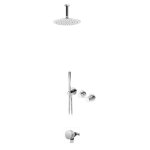 Bruma Leaf3 Bateria wannowo-natryskowa podtynkowy z deszczownicą Ø 250 mm i wylewką w odpływie Chrom 1673739CR