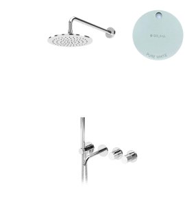 Bruma Leaf3 Bateria wannowo-natryskowa podtynkowy z deszczownicą Ø 250 mm Pure White 1672404PW