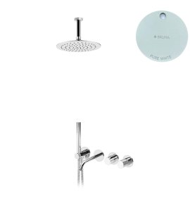 Bruma Leaf3 Bateria wannowo-natryskowa podtynkowy z deszczownicą sufitową Ø 250 mm Pure White 1672504PW