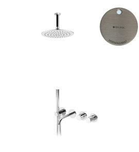 Bruma Leaf3 Bateria wannowo-natryskowa podtynkowy z deszczownicą sufitową Ø 250 mm Morning Mist 1672504MM