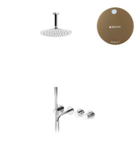 Bruma Leaf3 Bateria wannowo-natryskowa podtynkowy z deszczownicą sufitową Ø 250 mm Sunset 1672504SS