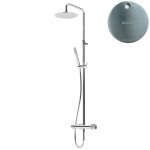 Bruma Leaf3 Zestaw prysznicowy ścienny z regulowaną wysokością deszczownicy Ø 300 mm Satinox 1673402ST