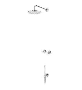 Bruma Leaf3 Zestaw prysznicowy podtynkowy z deszczownicą ścienną Ø 250 mm ze słuchawką Chrom 1673606CR