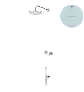 Bruma Leaf3 Zestaw prysznicowy podtynkowy z deszczownicą ścienną Ø 250 mm ze słuchawką Pure White 1673606PW