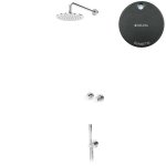 Bruma Leaf3 Zestaw prysznicowy podtynkowy z deszczownicą ścienną Ø 250 mm ze słuchawką Gunmetal 1673606MG