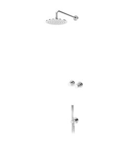 Bruma Leaf3 Zestaw prysznicowy podtynkowy z deszczownicą ścienną Ø 300 mm ze słuchawką Chrom 1673610CR