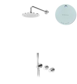 Bruma Leaf4 Bateria natryskowa podtynkowy z deszczownicą Ø 250 mm i zestawem natryskowym Pure White 1673618PW