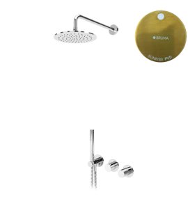 Bruma Leaf4 Bateria natryskowa podtynkowy z deszczownicą Ø 250 mm i zestawem natryskowym Sunrise PVD 1673618PR