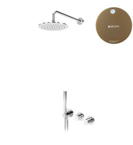 Bruma Leaf4 Bateria natryskowa podtynkowa z deszczownicą Ø 300 mm i zestawem natryskowym Sunset 1673624SS