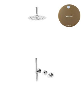 Bruma Leaf4 Bateria natryskowa podtynkowa z deszczownicą Ø 300 sufitową Sunset 1673723SS