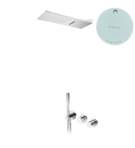 Bruma Leaf4 Bateria natryskowa podtynkowy z deszczownicą ścienną Pure White 1673628PW