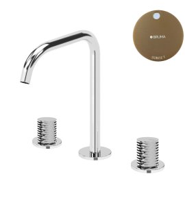 Bruma Leaf4 Bateria umywalkowa 3-otworowa bez korka, montowana na blacie Sunset 1670031SS