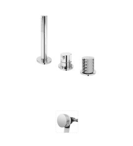 Bruma Leaf4 Bateria wannowo-natryskowa stojąca z wylewką w przelewie Chrom 1672003CR