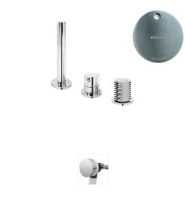 Bruma Leaf4 Bateria wannowo-natryskowa stojąca z wylewką w przelewie Satinox 1672003ST