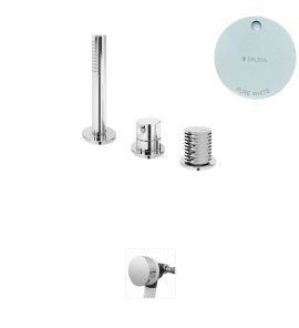 Bruma Leaf4 Bateria wannowo-natryskowa stojąca z wylewką w przelewie Pure White 1672003PW