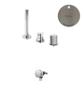 Bruma Leaf4 Bateria wannowo-natryskowa stojąca z wylewką w przelewie Morning Mist 1672003MM