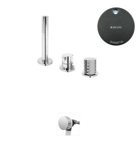 Bruma Leaf4 Bateria wannowo-natryskowa stojąca z wylewką w przelewie Gunmetal 1672003MG