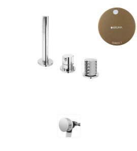 Bruma Leaf4 Bateria wannowo-natryskowa stojąca z wylewką w przelewie Sunset 1672003SS