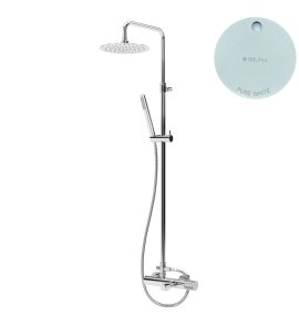 Bruma Leaf4 Bateria wannowo-natryskowa ścienna z deszczownicą Ø 250 mm Pure White 1672303PW