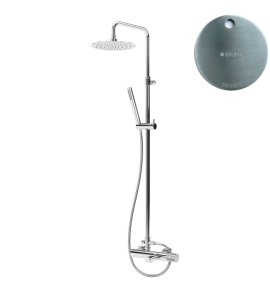 Bruma Leaf4 Bateria wannowo-natryskowa ścienna z deszczownicą Ø 300 mm Satinox 1672305ST