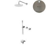 Bruma Leaf4 Bateria wannowo-natryskowa podtynkowy z deszczownicą Ø 250 mm i wylewką w odpływie Morning Mist 1673645MM