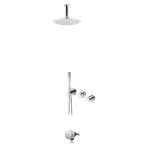 Bruma Leaf4 Bateria wannowo-natryskowa podtynkowy z deszczownicą Ø 250 mm i wylewką w odpływie Chrom 1673740CR