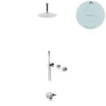 Bruma Leaf4 Bateria wannowo-natryskowa podtynkowy z deszczownicą Ø 250 mm i wylewką w odpływie Pure White 1673740PW