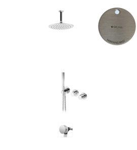 Bruma Leaf4 Bateria wannowo-natryskowa podtynkowy z deszczownicą Ø 250 mm i wylewką w odpływie Morning Mist 1673740MM