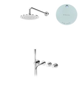 Bruma Leaf4 Bateria wannowo-natryskowa podtynkowy z deszczownicą Ø 250 mm Pure White 1672405PW