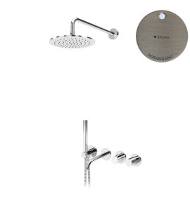 Bruma Leaf4 Bateria wannowo-natryskowa podtynkowy z deszczownicą Ø 250 mm Morning Mist 1672405MM