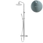 Bruma Leaf4 Zestaw prysznicowy ścienny z regulowaną wysokością deszczownicy Ø 300 mm Satinox 1673403ST