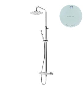 Bruma Leaf4 Zestaw prysznicowy ścienny z regulowaną wysokością deszczownicy Ø 300 mm Pure White 1673403PW