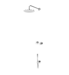 Bruma Leaf4 Zestaw prysznicowy podtynkowy z deszczownicą ścienną Ø 250 mm ze słuchawką Chrom 1673607CR