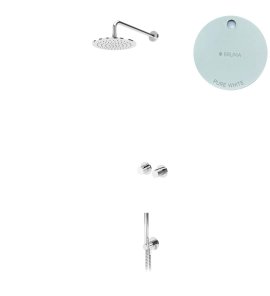 Bruma Leaf4 Zestaw prysznicowy podtynkowy z deszczownicą ścienną Ø 250 mm ze słuchawką Pure White 1673607PW