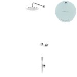 Bruma Leaf4 Zestaw prysznicowy podtynkowy z deszczownicą ścienną Ø 250 mm ze słuchawką Pure White 1673607PW