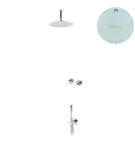 Bruma Leaf4 Zestaw prysznicowy podtynkowy z deszczownicą sufitową Ø 250 mm ze słuchawką Pure White 1673707PW
