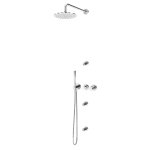 Bruma Leaf4 Zestaw prysznicowy podtynkowy z deszczownicą ścienną Ø 250 mm i 3 dysze podtynkowe Chrom 1673637CR