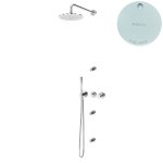 Bruma Leaf4 Zestaw prysznicowy podtynkowy z deszczownicą ścienną Ø 250 mm i 3 dysze podtynkowe Pure White 1673637PW