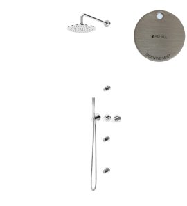 Bruma Leaf4 Zestaw prysznicowy podtynkowy z deszczownicą ścienną Ø 250 mm i 3 dysze podtynkowe Morning Mist 1673637MM