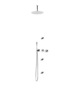 Bruma Leaf4 Zestaw prysznicowy podtynkowy z deszczownicą Ø 250 mm i 3 dysze podtynkowe Chrom 1673736CR