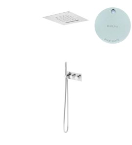 Bruma Leaft Zestaw natryskowy podtynkowy z deszczownicą sufitową 500x500 mm Pure White 1874882PW