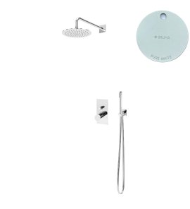 Bruma Lusa Zestaw natryskowy podtynkowa Ø 250 mm z ramieniem ściennym Pure White 1017652PW