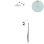 Bruma Lusa Zestaw natryskowy podtynkowa Ø 250 mm z ramieniem ściennym Pure White 1017652PW